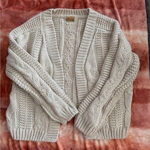 POL Cream Cable Knit Cardigan